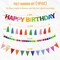 4PCS Pre-Strung Happy Birthday Banner - Felt Happy Birthday Garland, Ball Garland, Felt Pennant Flag, Colorful Thread Tassel Rainbow Party Decorations for Women Men Kids